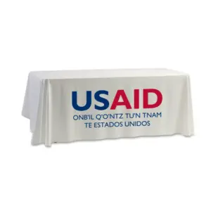 USAID Mam - 8' Dye Sub Tablecloth (Non Fitted) White