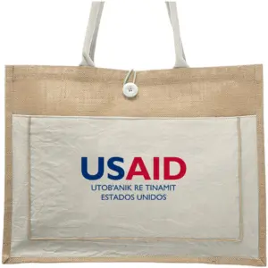 USAID Kiche - Cotton Pocket Jute Tote Bags (17.75"x13.75")