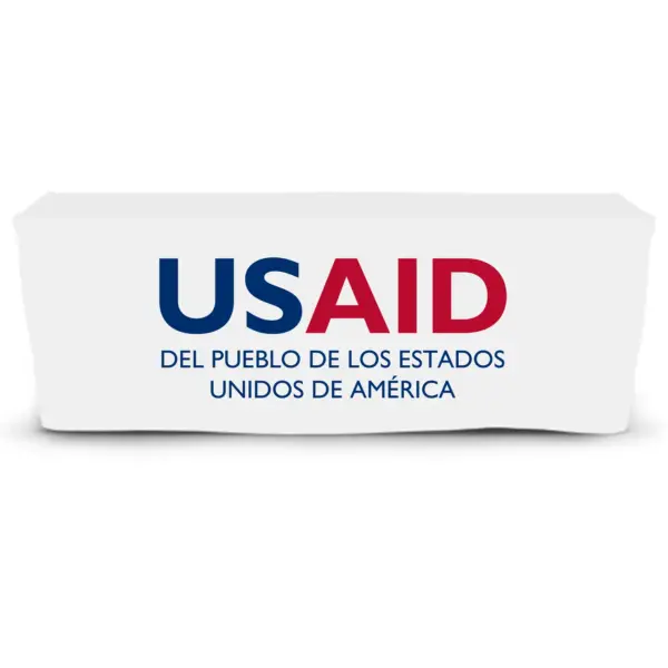 USAID Spanish - 6' Fitted Dye Sub Tablecloth  White