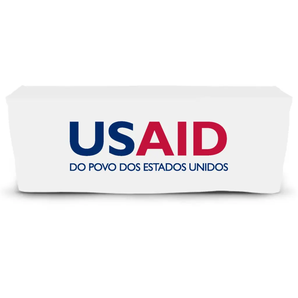 USAID Brazilian Portuguese - 6' Fitted Dye Sub Tablecloth  White