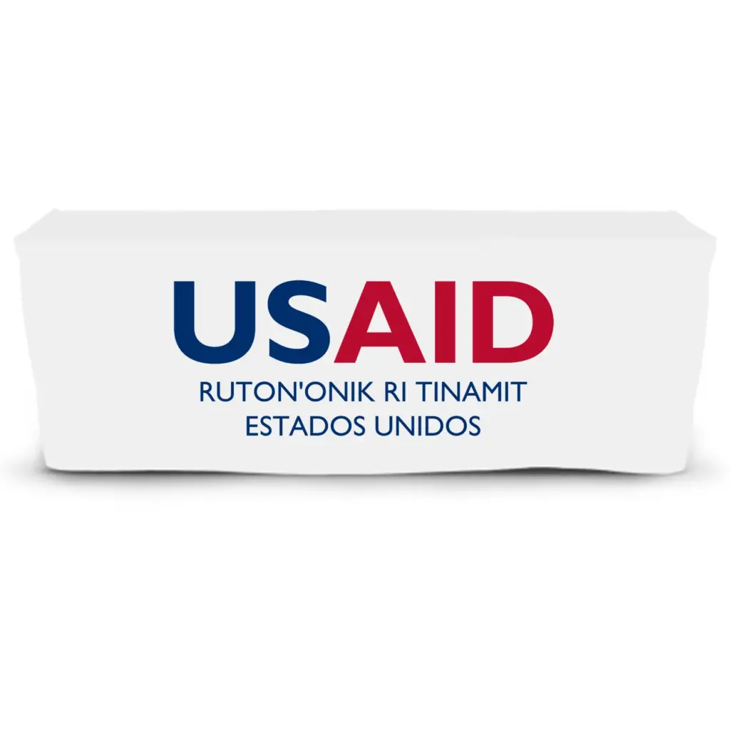 USAID Kaqchikel - 6' Fitted Dye Sub Tablecloth  White