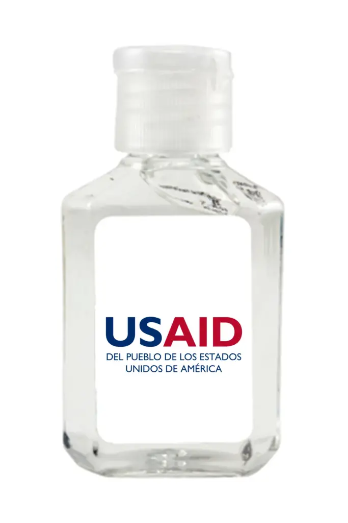 USAID Spanish - Antibacterial Hand Sanitizer Gel on White Label