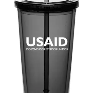 USAID Brazilian Portuguese - 20 Oz. Double Wall Acrylic Bottles w/Straws