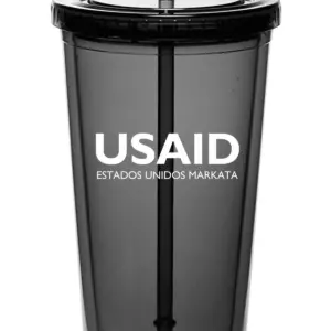 USAID Aymara - 20 Oz. Double Wall Acrylic Bottles w/Straws