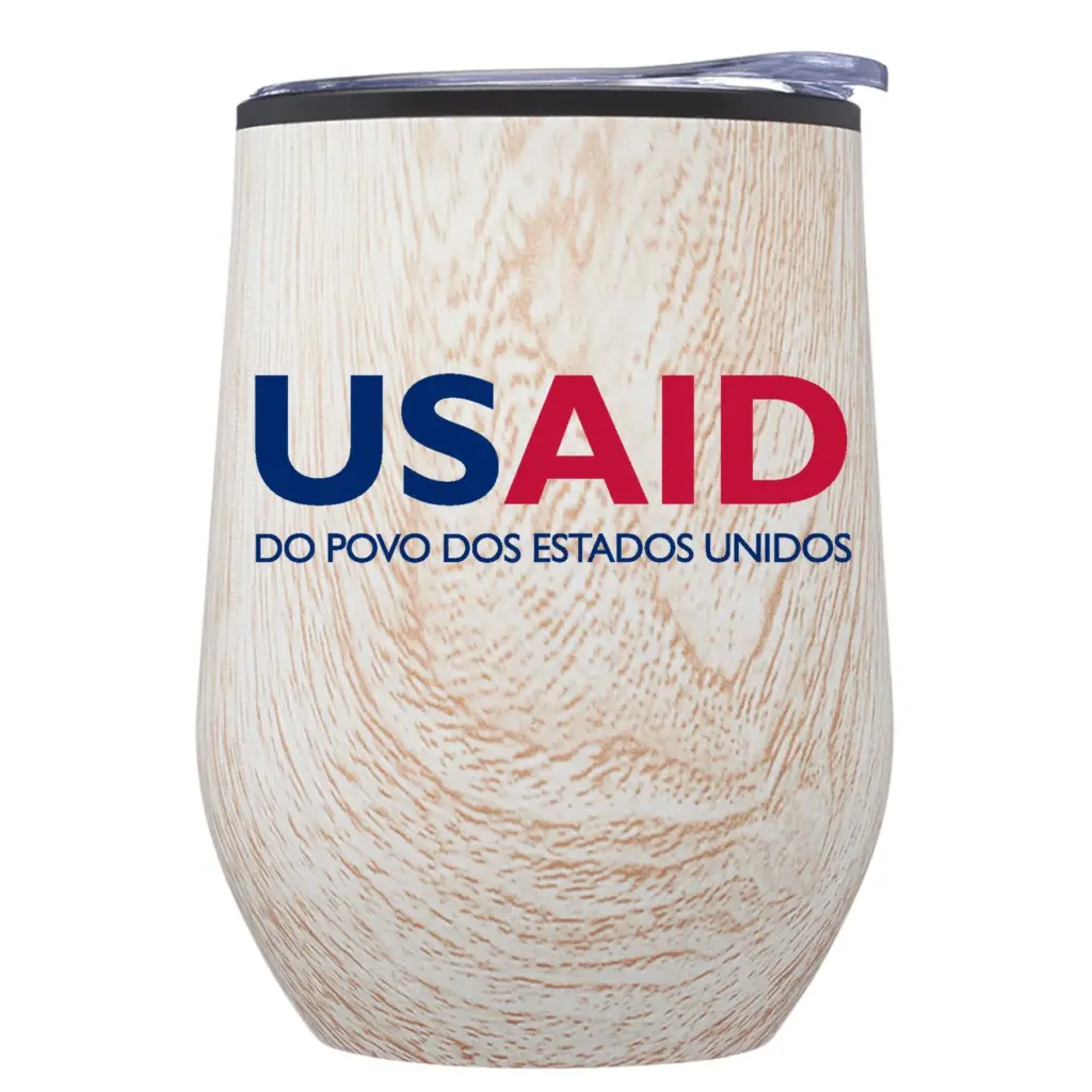 USAID Brazilian Portuguese - 12 Oz. Palmera Stemless Wine Tumbler w/Lid