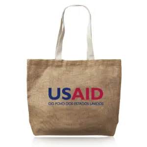 USAID Brazilian Portuguese - Natural Jute Fiber Carry-On Tote Bags (17"x13")