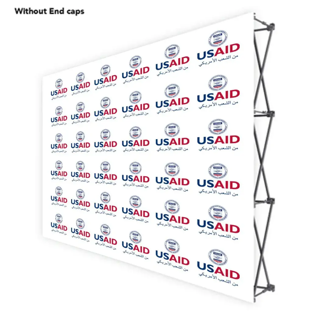 USAID Arabic ONE CHOICE 10 Ft. Fabric Pop Up Display - 89"H Straight Graphic Package