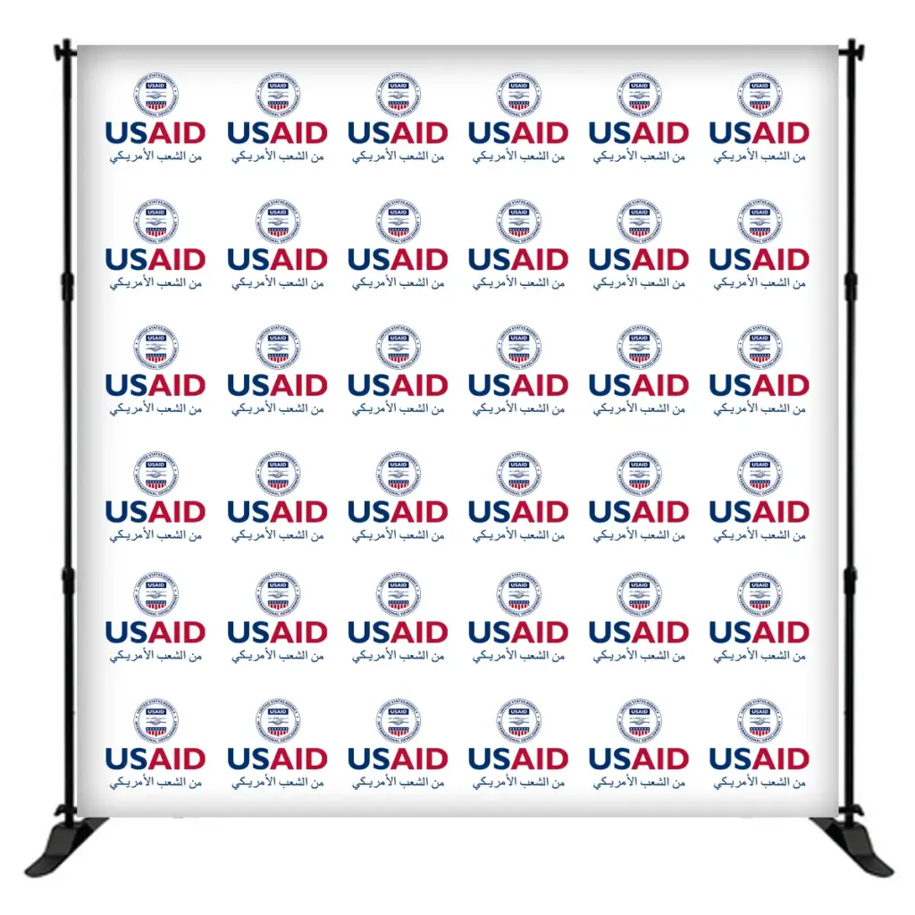 USAID Arabic 8 ft. Slider Banner Stand - 8'h Fabric Graphic Package