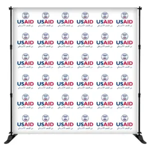 USAID Arabic 8 ft. Slider Banner Stand - 8'h Fabric Graphic Package