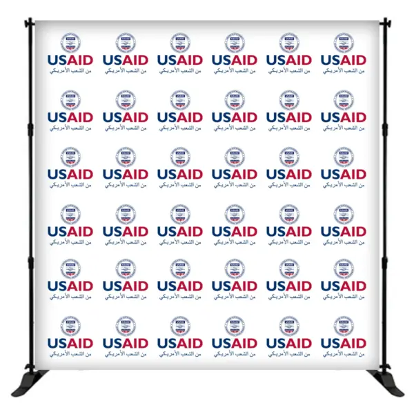 USAID Arabic 8 ft. Slider Banner Stand - 8'h Fabric Graphic Package