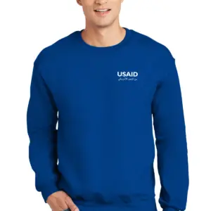 USAID Arabic - Gildan 9.3 Oz. DryBlend Adult Crewneck Sweatshirts Min 12 pcs