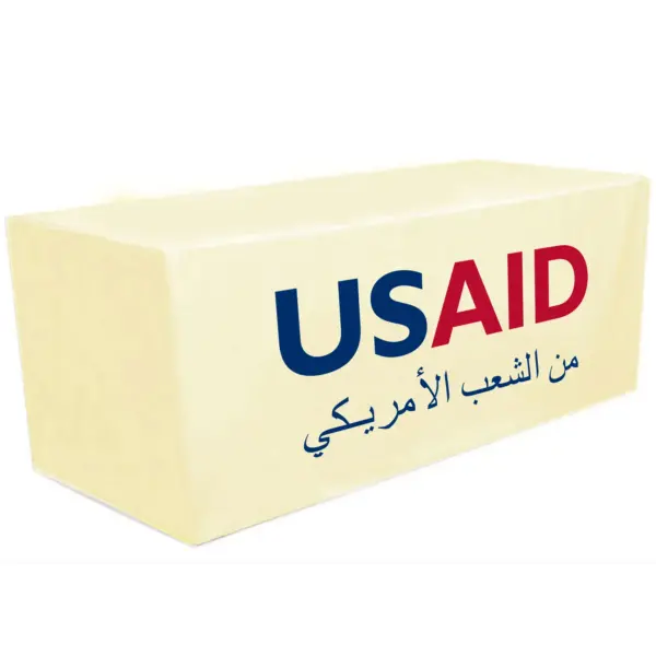 USAID Arabic - 8' Fitted Dye Sub Tablecloth White
