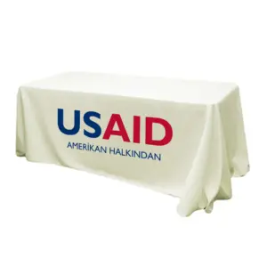 USAID Turkish - 6' Fitted Dye Sub Tablecloth (Non Fitted) White