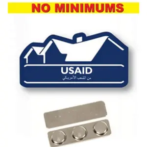 USAID Arabic - Name Badge  Custom Shape Navy Blue Plastic