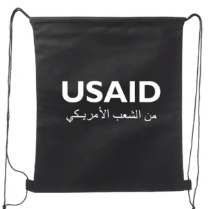 USAID Arabic - Non-Woven Drawstring Backpacks (14.5"x17.5")