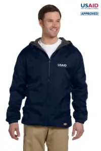 USAID English - Dickies Men's Fleece-Lined Hooded Nylon Jacket