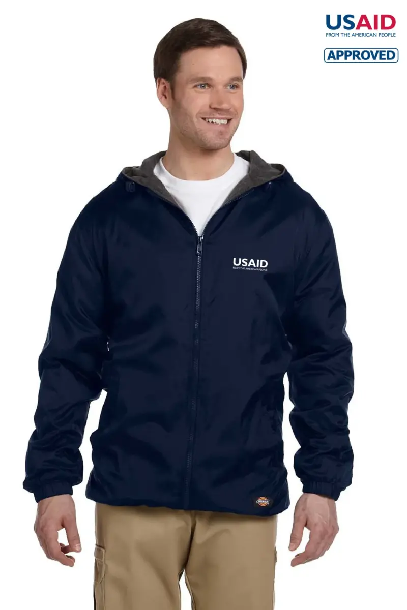 USAID English - Dickies Men's Fleece-Lined Hooded Nylon Jacket