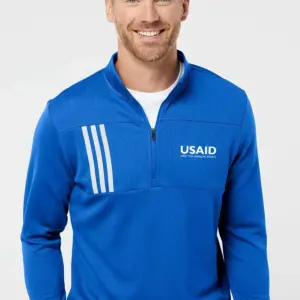 USAID English - Adidas® 3-Stripes Double Knit Quarter-Zip Pullover