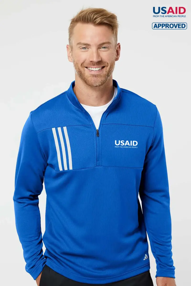 USAID English - Adidas® 3-Stripes Double Knit Quarter-Zip Pullover