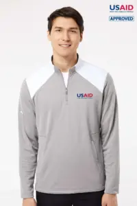 USAID English - Adidas® Textured Mixed Media Quarter-Zip Pullover