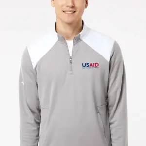 USAID English - Adidas® Textured Mixed Media Quarter-Zip Pullover