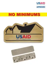 USAID English - Name Badge Custom Shape Brushed Gold Plastic