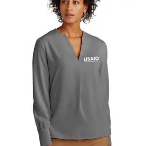 USAID English - Brooks Brothers® Women’s Open-Neck Satin Blouse