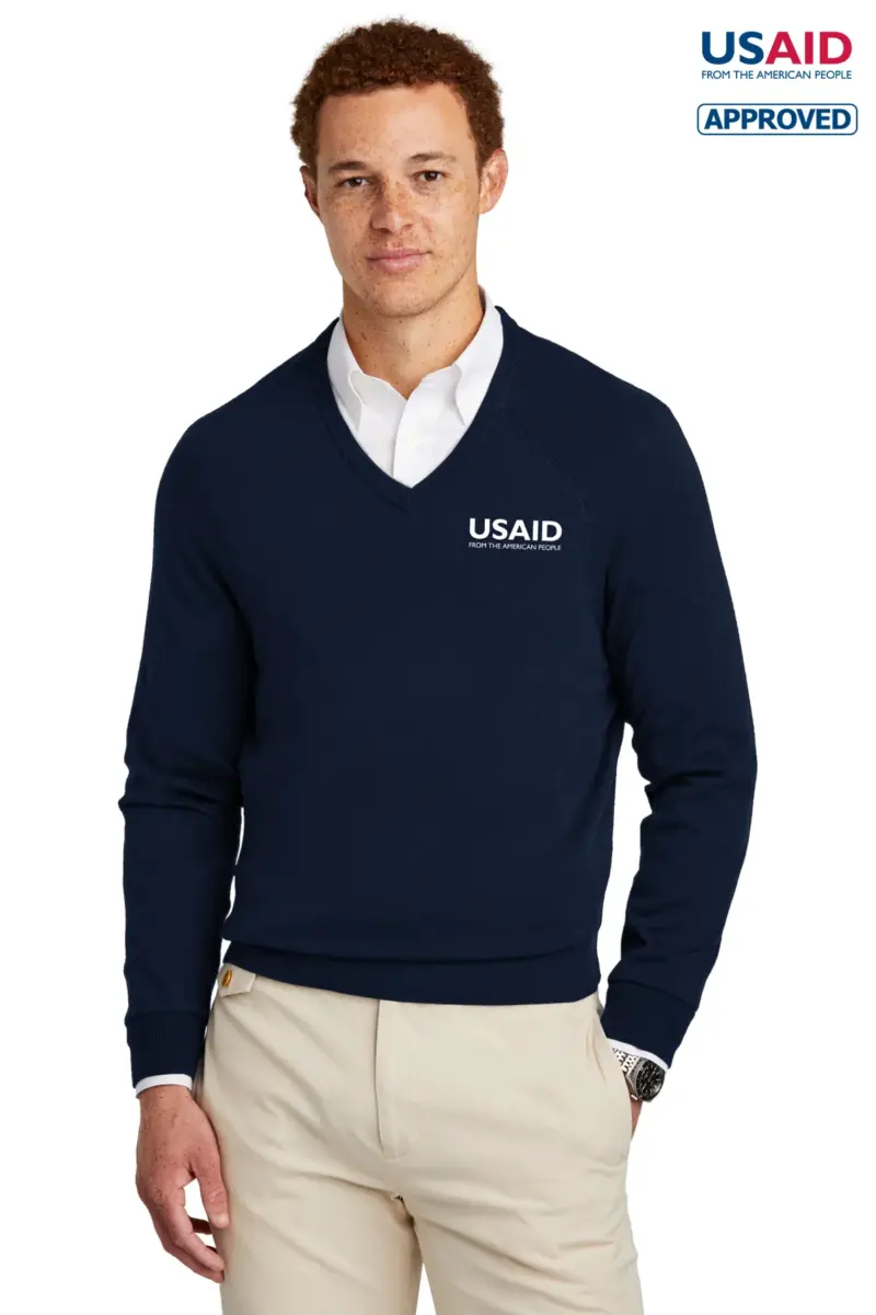 USAID English - Brooks Brothers® Cotton Stretch V-Neck Sweater