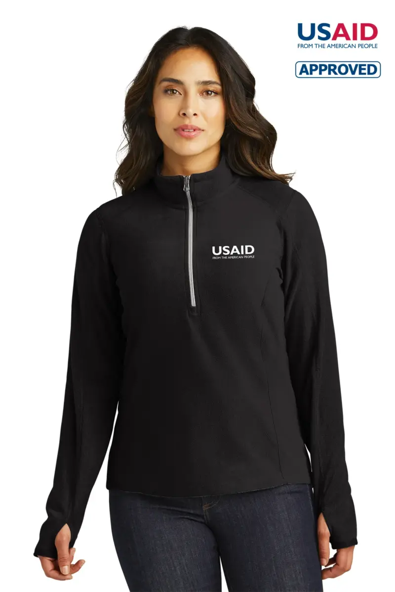 USAID English Port Authority Ladies Microfleece 1/2-Zip Pullover Sweater