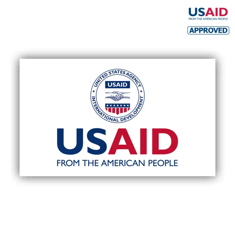 USAID English Rectangle Stickers w/ UV Coating (3""x5"")