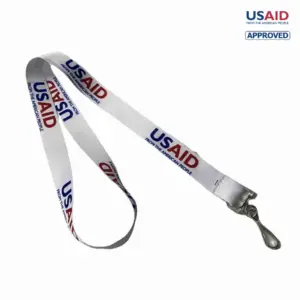 USAID English - 3/4"" Dye-Sublimation White Lanyards with Swivel Cip