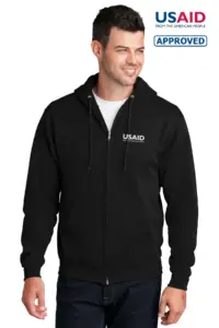 USAID English - Port & Company Men's Core Fleece Full-Zip Hooded Sweatshirt
