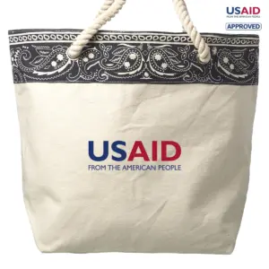 USAID English - Paisley Pattern Canvas Tote Bags (17.5""x12.5"")