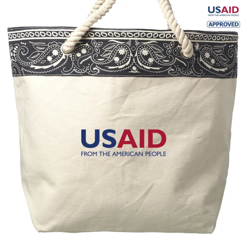 USAID English - Paisley Pattern Canvas Tote Bags (17.5""x12.5"")