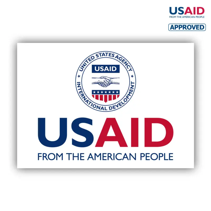 USAID English Rectangle Stickers w/ UV Coating (4.25""x6"")