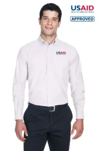 USAID English - Harriton Men's Long-Sleeve Oxford with Stain-Release