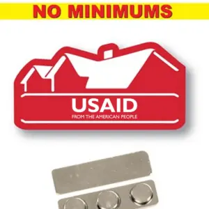 USAID English - Name badge Custom Shape Red Plastic