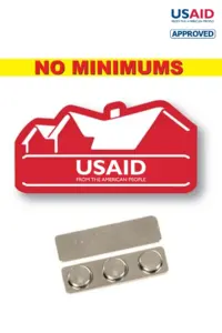 USAID English - Name badge Custom Shape Red Plastic