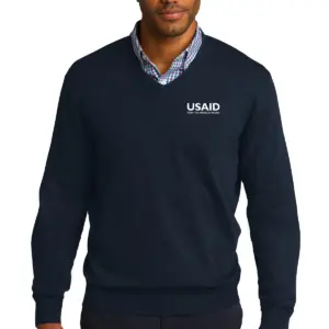 USAID English - Port Authority Men's V-Neck Sweater