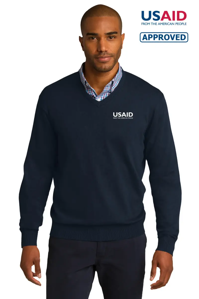 USAID English - Port Authority Men's V-Neck Sweater