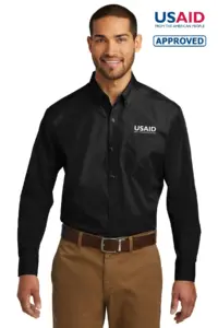 USAID English - Port Authority Long Sleeve Carefree Poplin Shirts