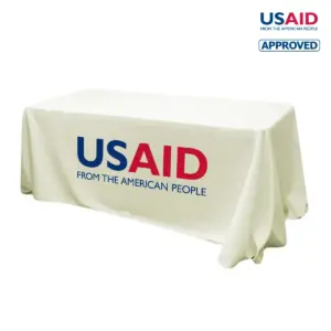USAID English - 6' Fitted Dye Sub Tablecloth (Non Fitted) White
