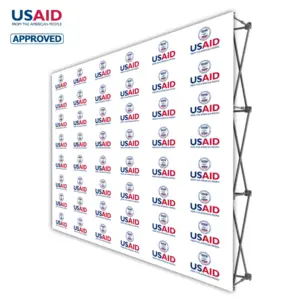USAID English ONE CHOICE 10 Ft. Fabric Pop Up Display - 89""H Straight Graphic Package