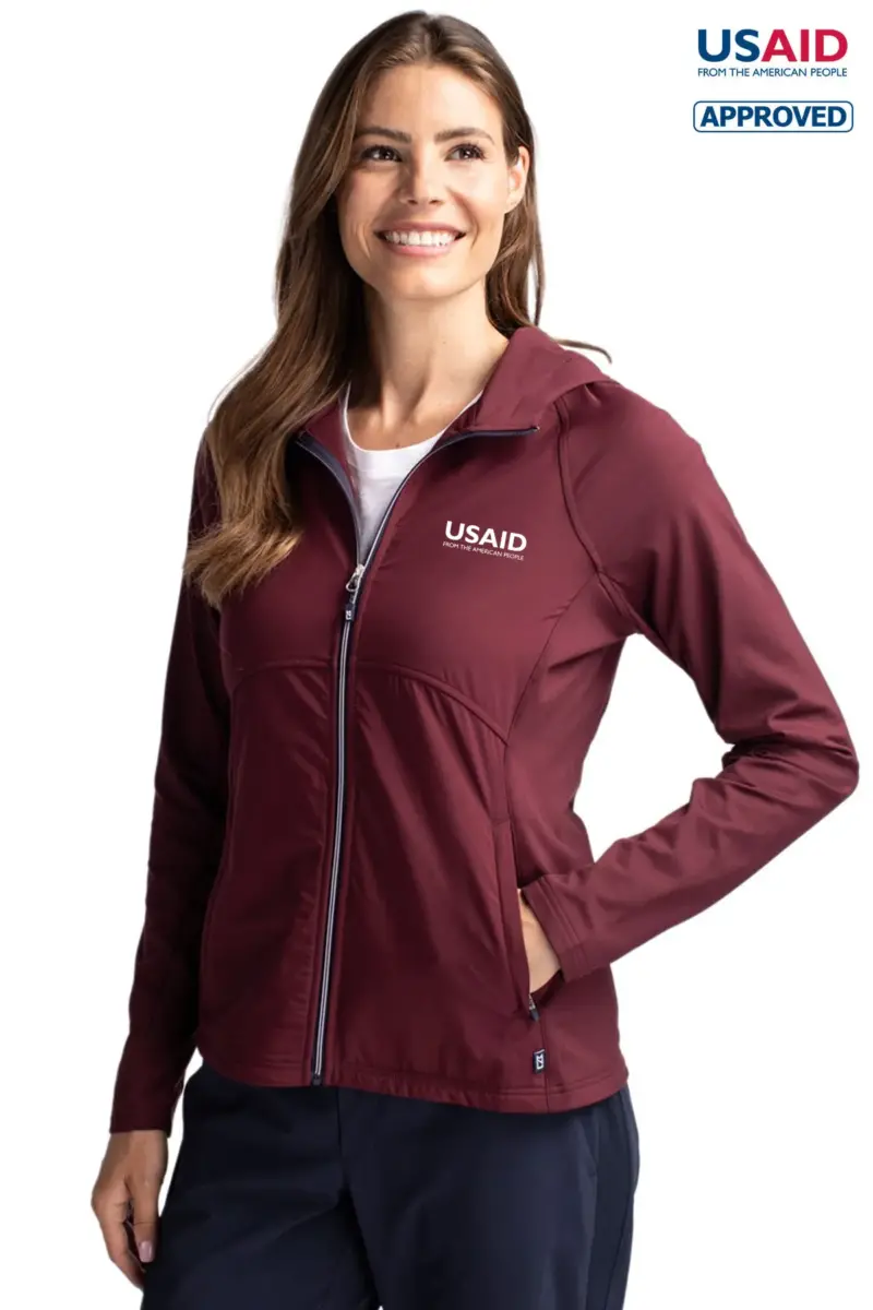 USAID English - Cutter & Buck Adapt Eco Knit Hybrid Recycled Womens Full Zip Jacket