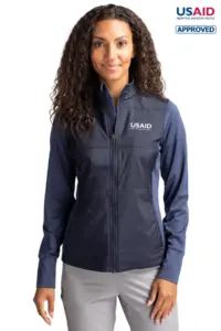 USAID English - Cutter & Buck Stealth Hybrid Quilted Womens Full Zip Windbreaker Jacket