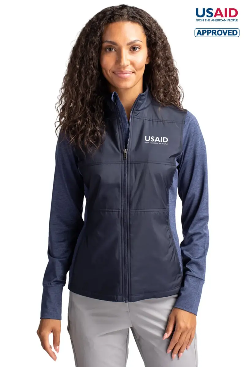 USAID English - Cutter & Buck Stealth Hybrid Quilted Womens Full Zip Windbreaker Jacket