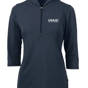 USAID English - Cutter & Buck Virtue Eco Pique Recycled Half Zip Pullover Womens Hoodie