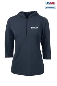 USAID English - Cutter & Buck Virtue Eco Pique Recycled Half Zip Pullover Womens Hoodie