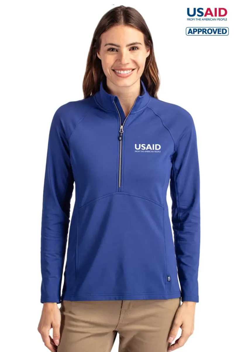 USAID English - Cutter & Buck Adapt Eco Knit Stretch Recycled Womens Half Zip Pullover