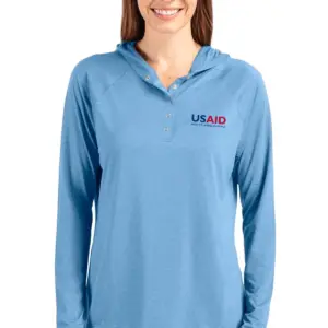 USAID English - Cutter & Buck Coastline Epic Comfort Eco Recycled Womens Hooded Shirt